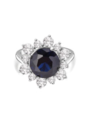 925 Sterling Silver Blue Flower Ring-2
