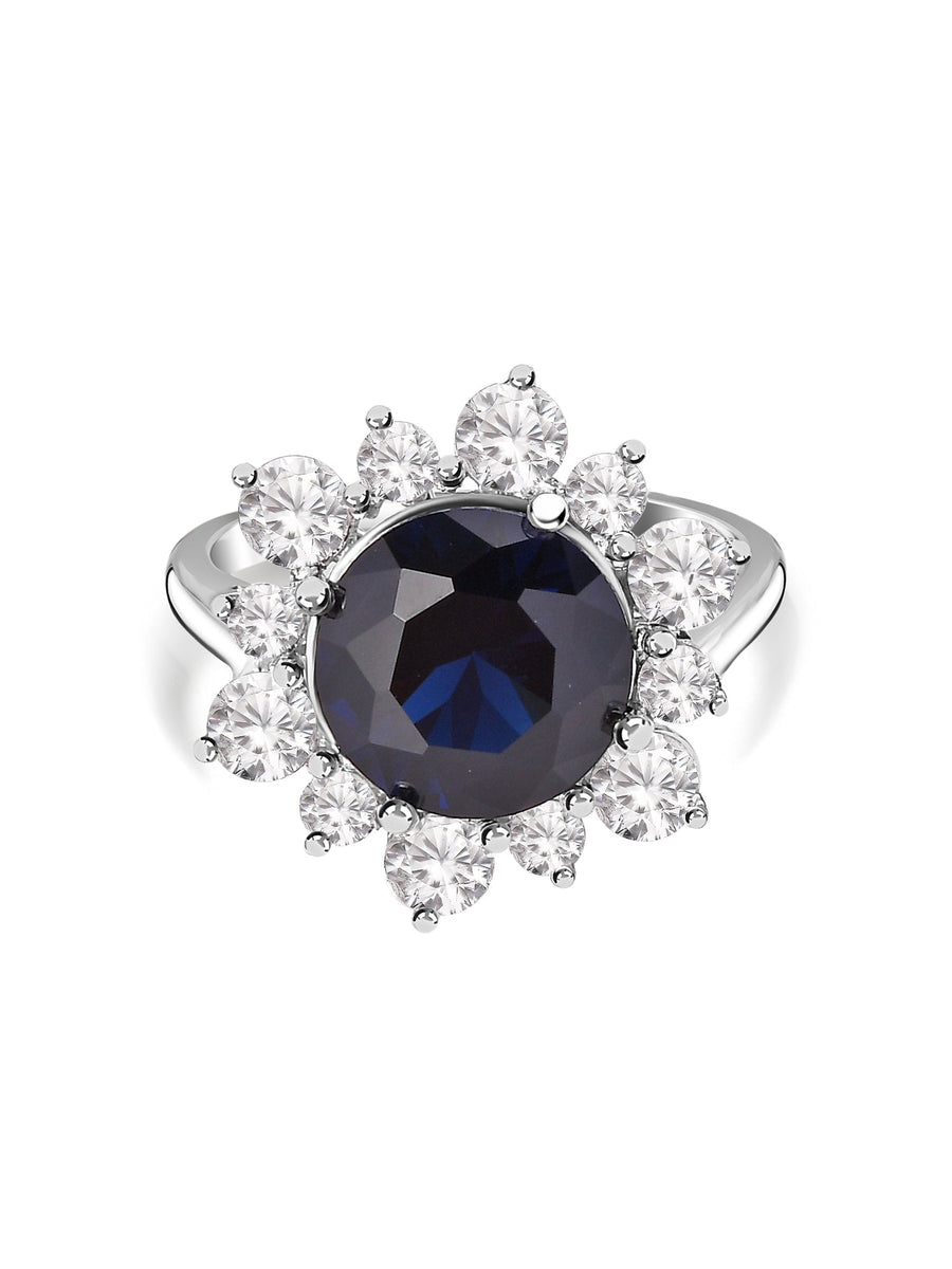 925 Sterling Silver Blue Flower Ring-2