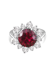 3.5 Carat Ruby Flower Ring In 925 Silver-3