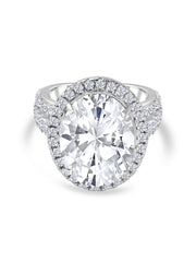 Glamm American Diamond Oval Ring In 925 Silver