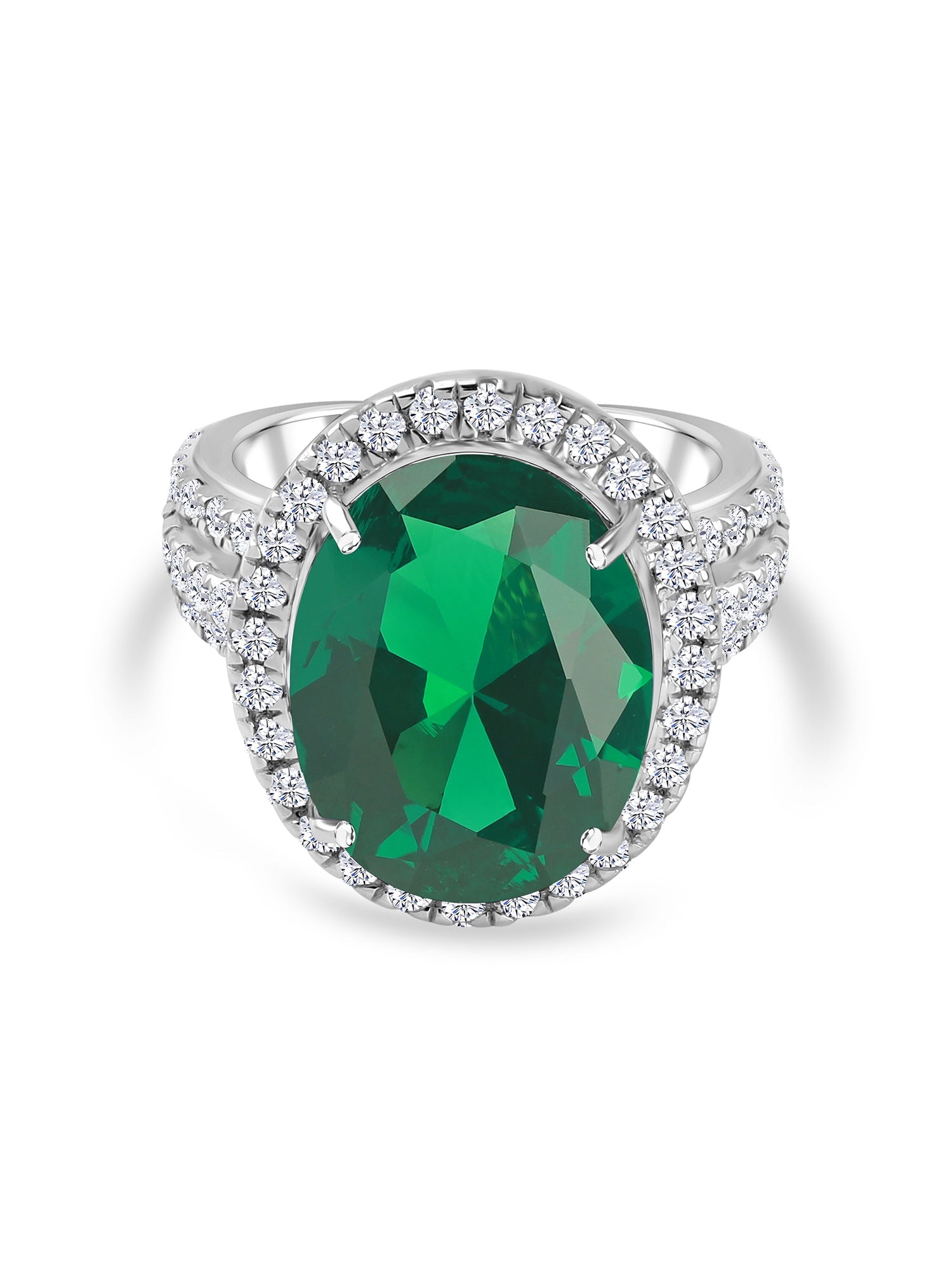 GLAMM EMERALD OVAL RING IN 925 SILVER-1