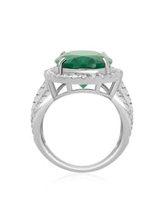 Glamm Emerald Oval Ring In 925 Silver
