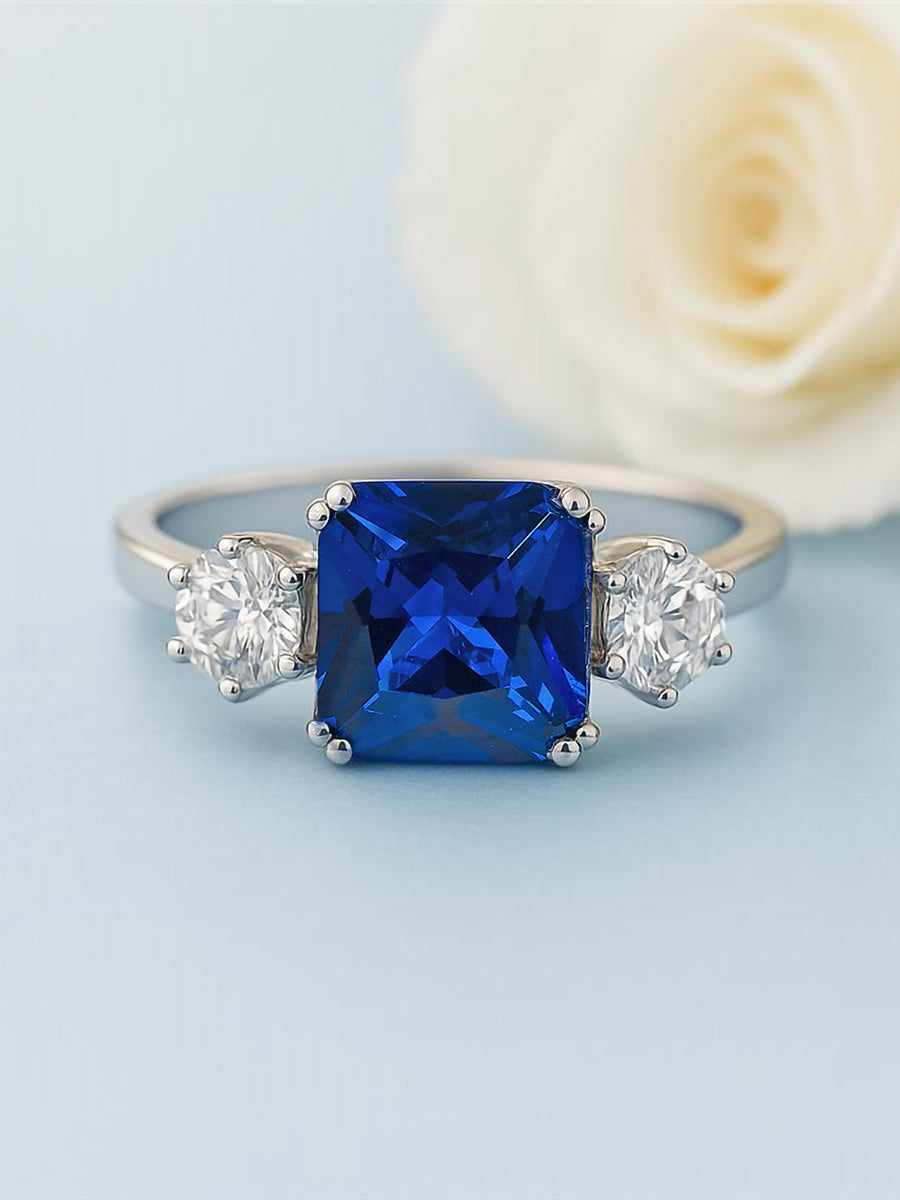 Meghan Markle Blue Sapphire Ring for Women in 925 Silver