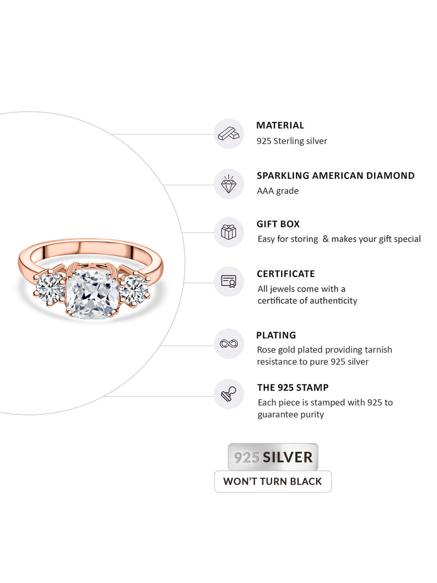 Rose Gold Meghan Markle Design Cubic Zirconia Ring