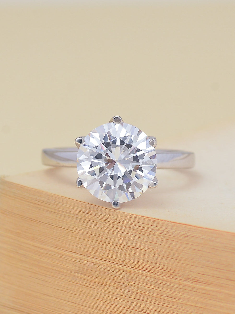 4 Carat American Diamond Silver Ring| Solitaire Ring | Promise Rings