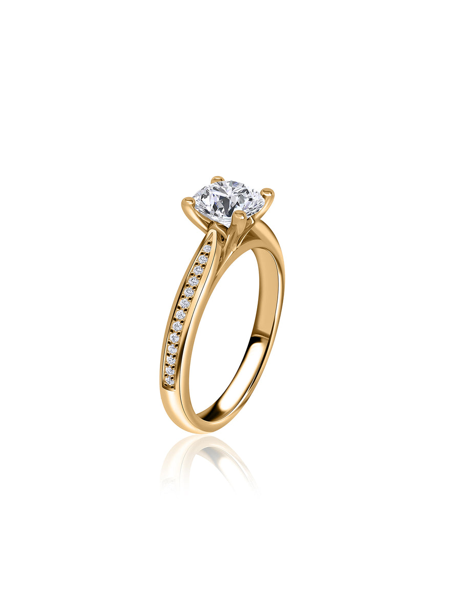 Golden Embrace Round Diamond Solitaire Ring