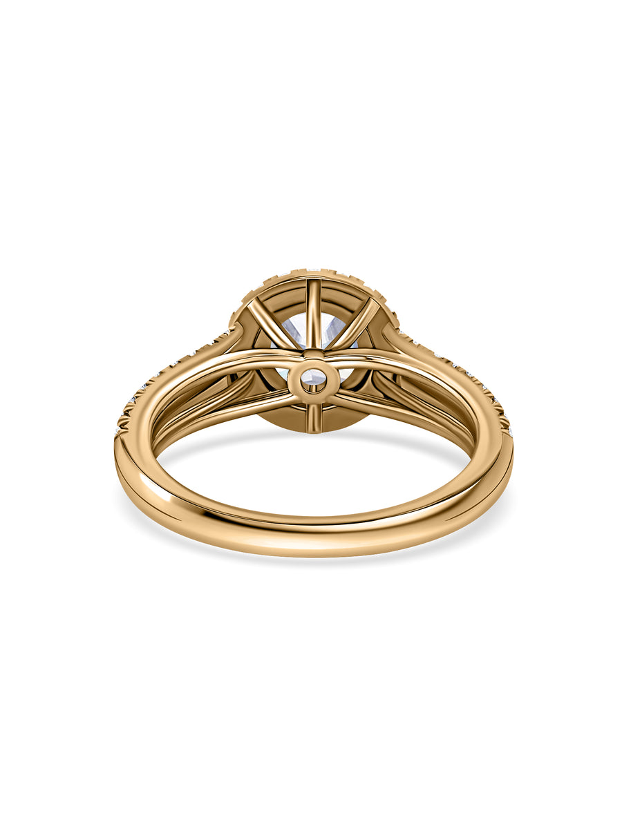 Radiant Halo Glow Lab Grown Diamond Gold Ring