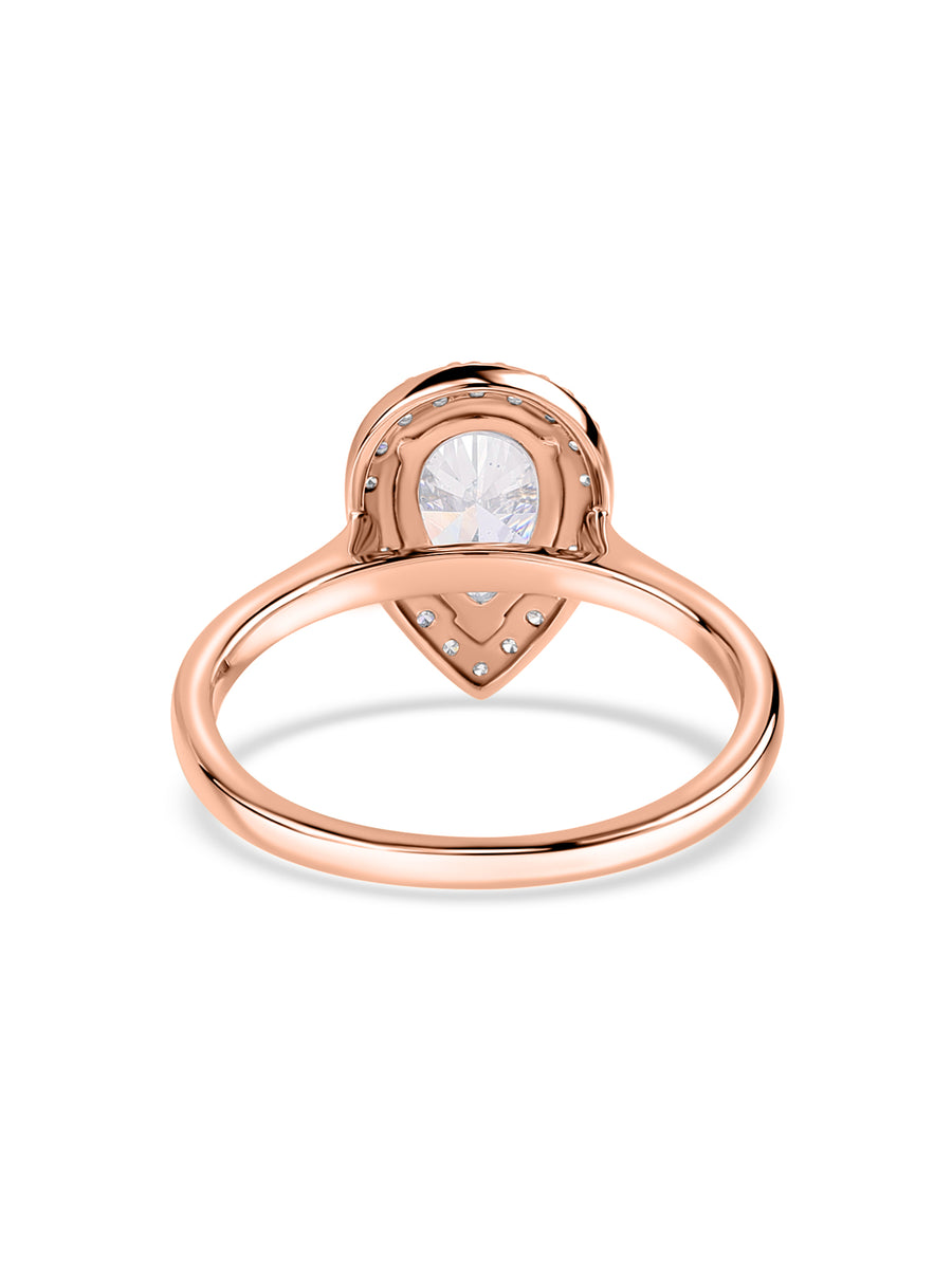 1 Carat Pear Lab Grown Diamond Halo Ring