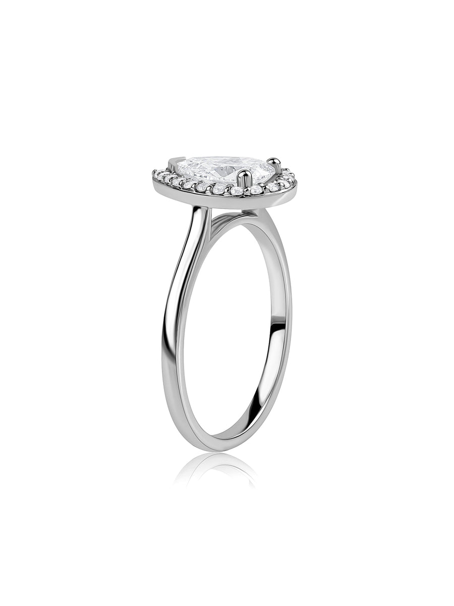 1 Carat Pear Lab Grown Diamond Halo Ring