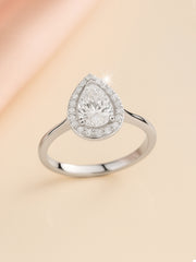 1 Carat Pear Lab Grown Diamond Halo Ring