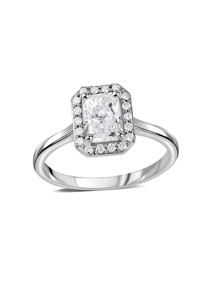 1 Carat Radiant Halo Diamond Ring