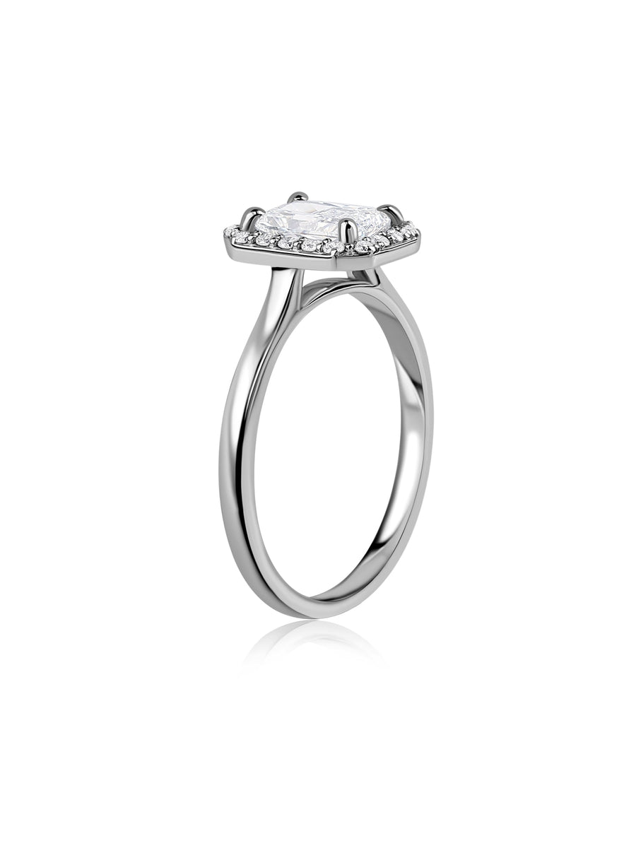 1 Carat Radiant Halo Diamond Ring
