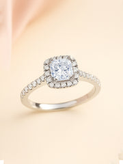 1 Carat Princess Quad Lab Grown Halo Ring