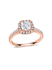 1 Carat Princess Quad Lab Grown Halo Ring