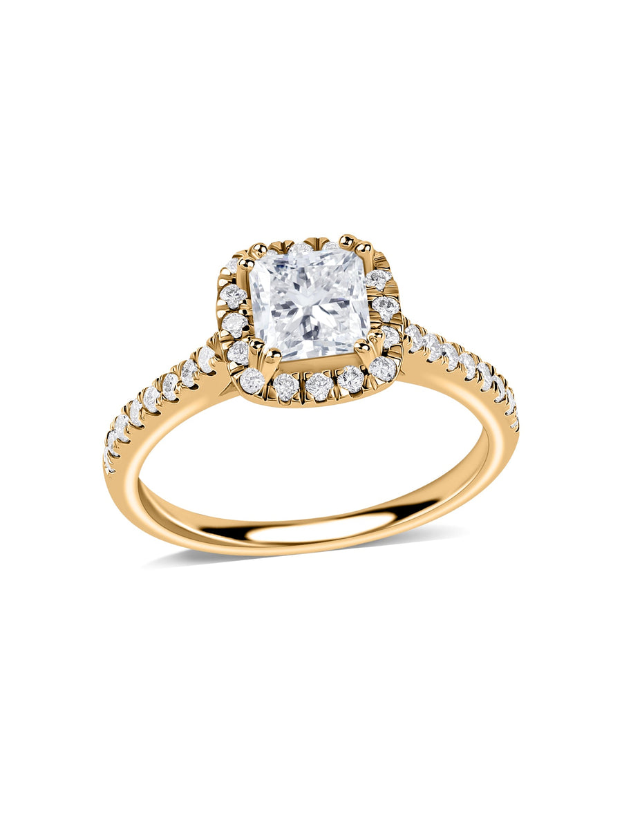 1 Carat Princess Quad Lab Grown Halo Ring