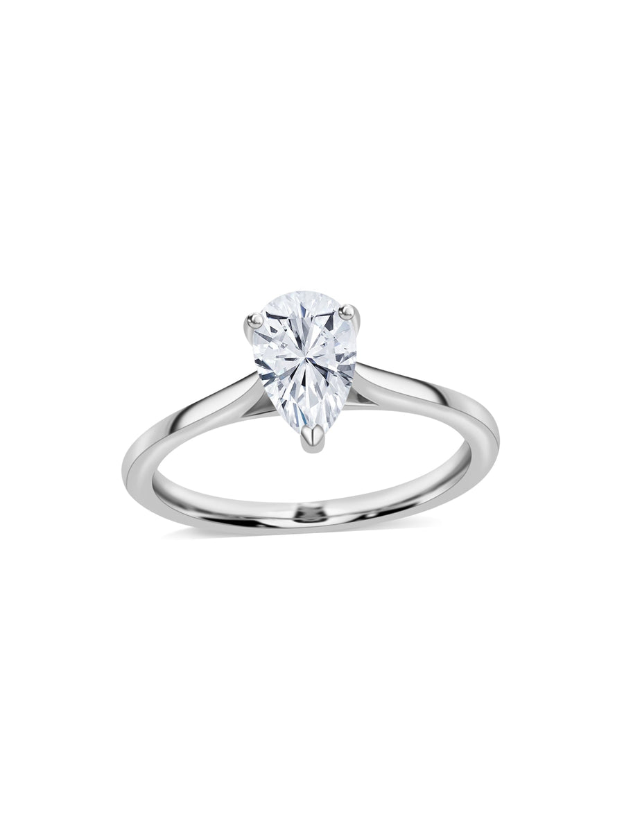 Lab Grown 1 Carat Pear Solitaire Diamond Ring