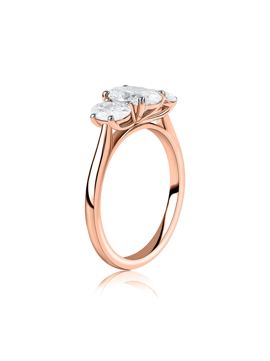 Oval Lab Diamond Three Stone Engagement Ring