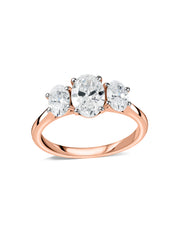 Oval Lab Diamond Three Stone Engagement Ring