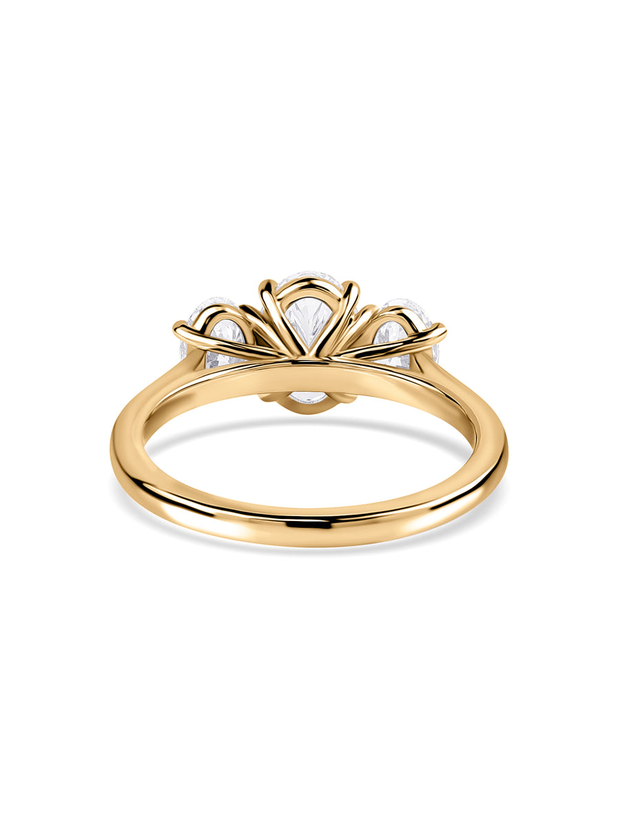 Oval Lab Diamond Three Stone Engagement Ring