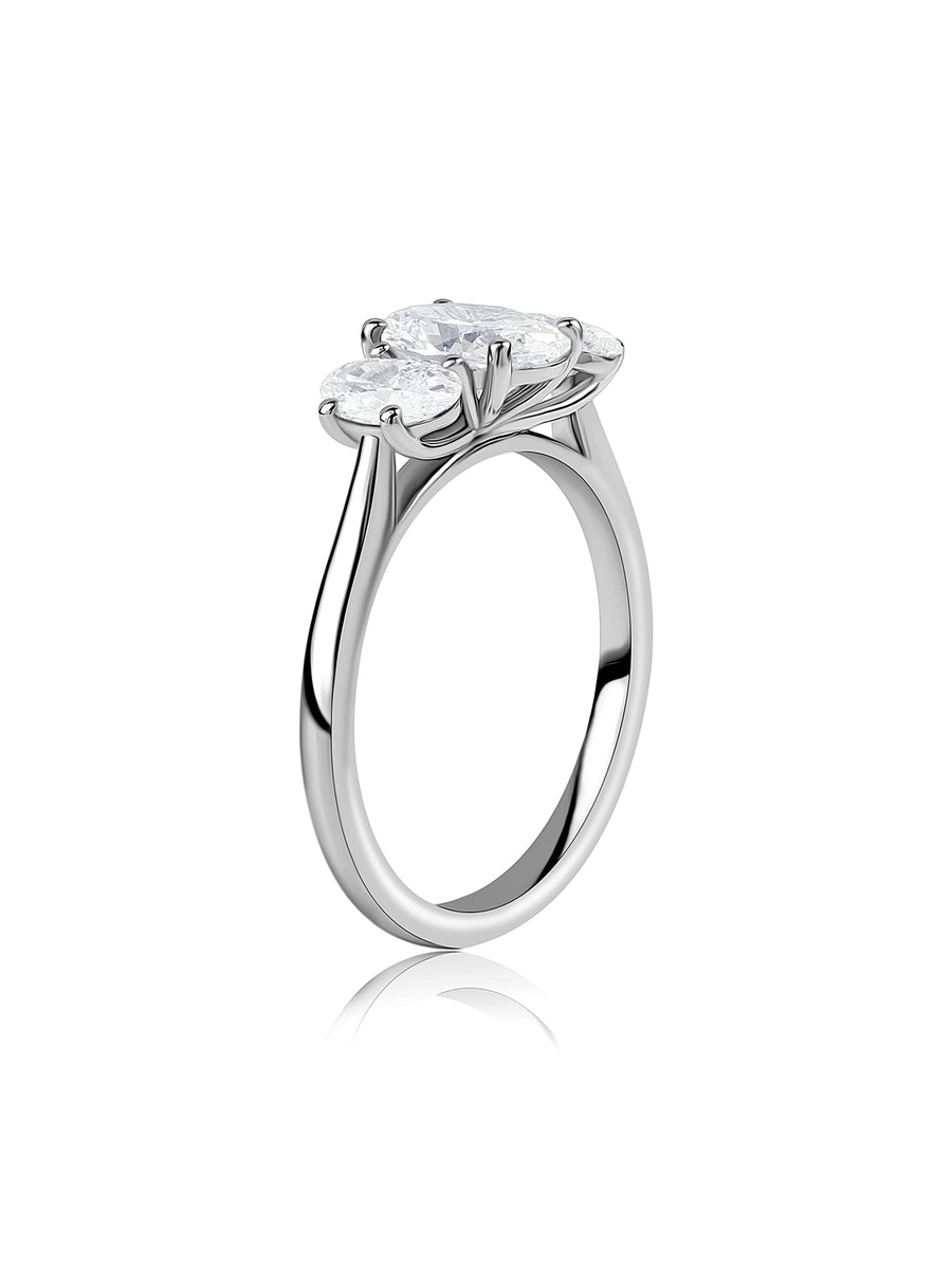 Oval Lab Diamond Three Stone Engagement Ring