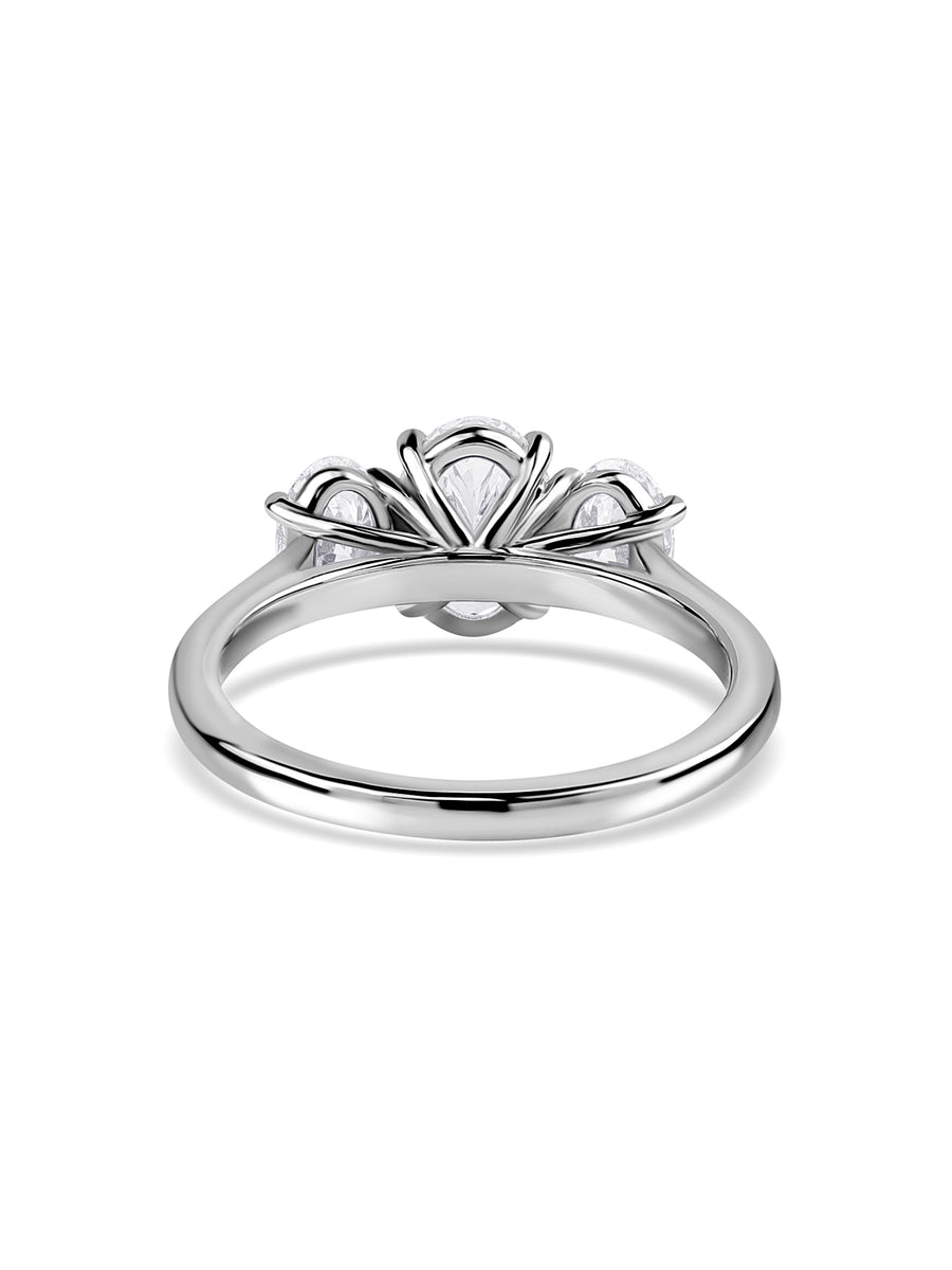 Oval Lab Diamond Three Stone Engagement Ring
