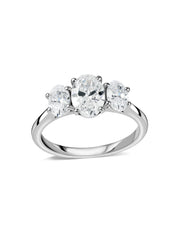 Oval Lab Diamond Three Stone Engagement Ring