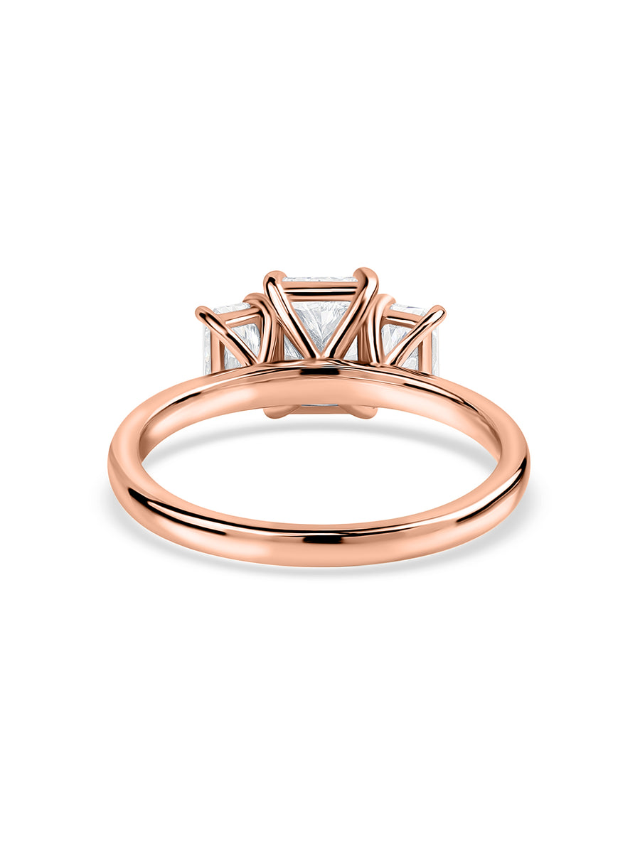 Radiant Line Lab Grown Diamond Three Stone Ring