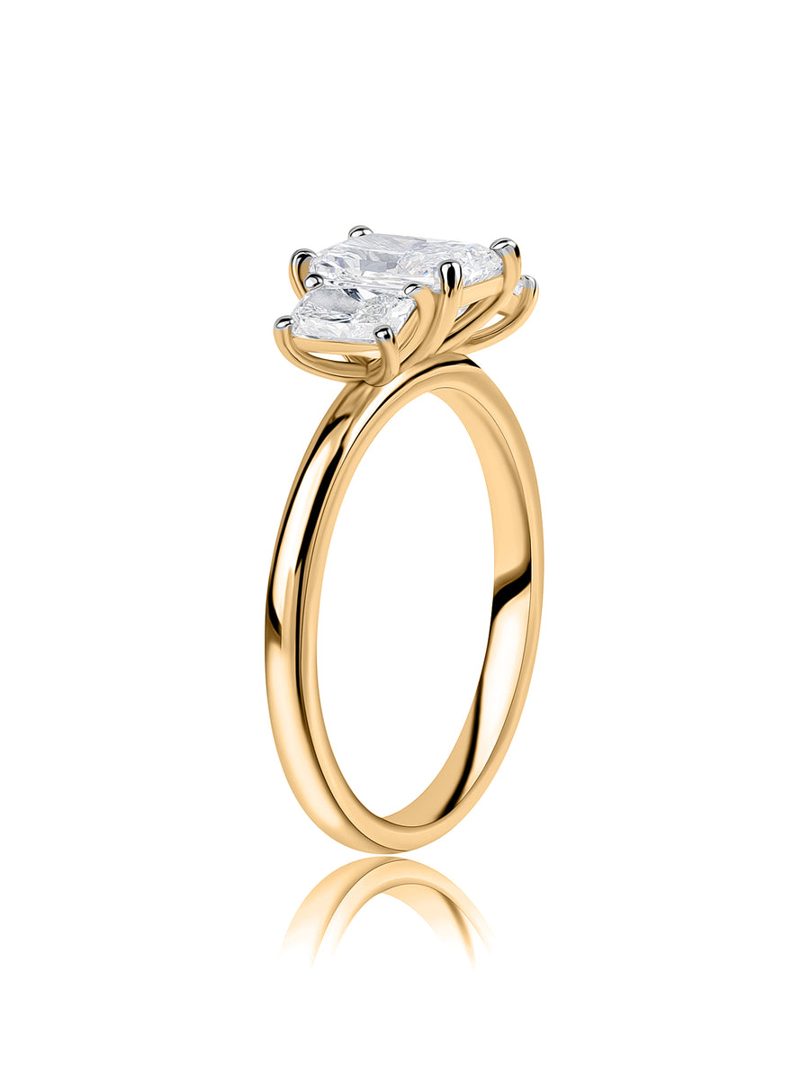 Radiant Line Lab Grown Diamond Three Stone Ring