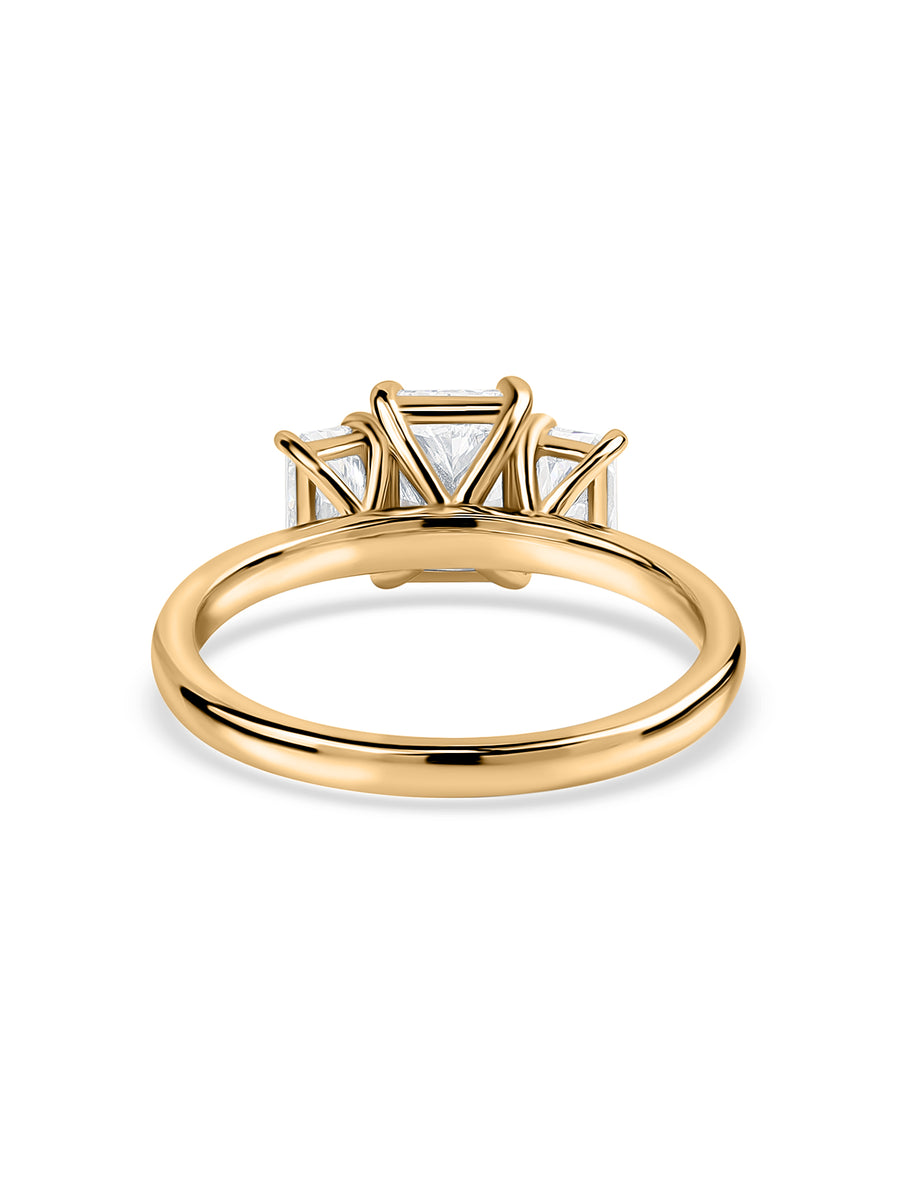 Radiant Line Lab Grown Diamond Three Stone Ring