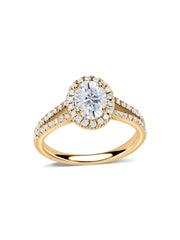 1 Carat Double Shank Lab Grown Diamond Halo Ring
