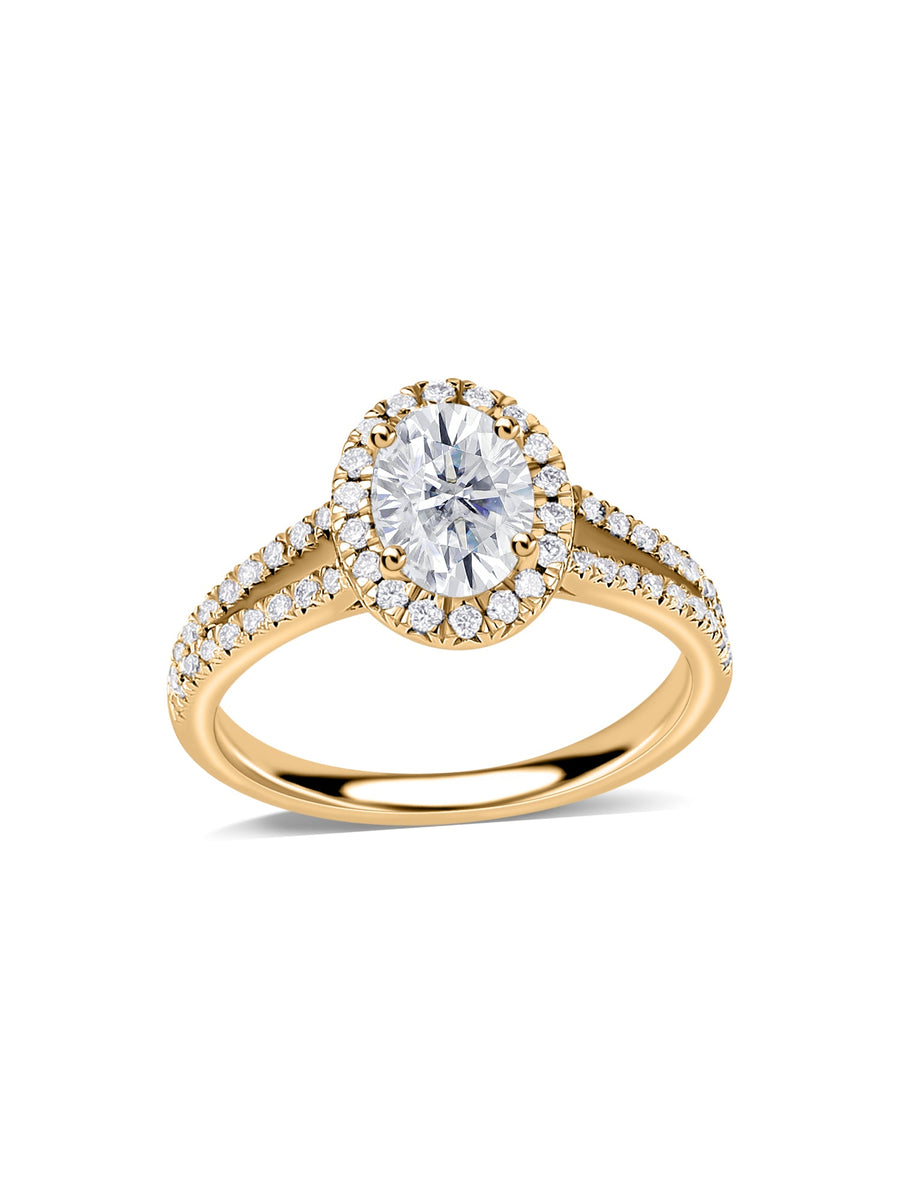1 Carat Double Shank Lab Grown Diamond Halo Ring