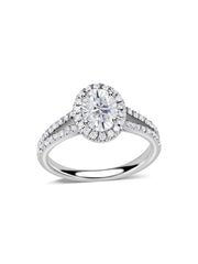 1 Carat Double Shank Lab Grown Diamond Halo Ring