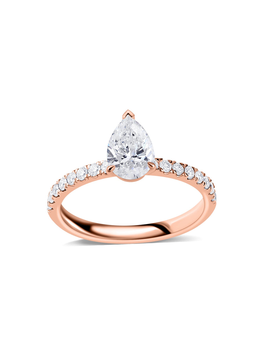 Graceful Pear 1.5 Carat Lab Diamond Solitaire Ring