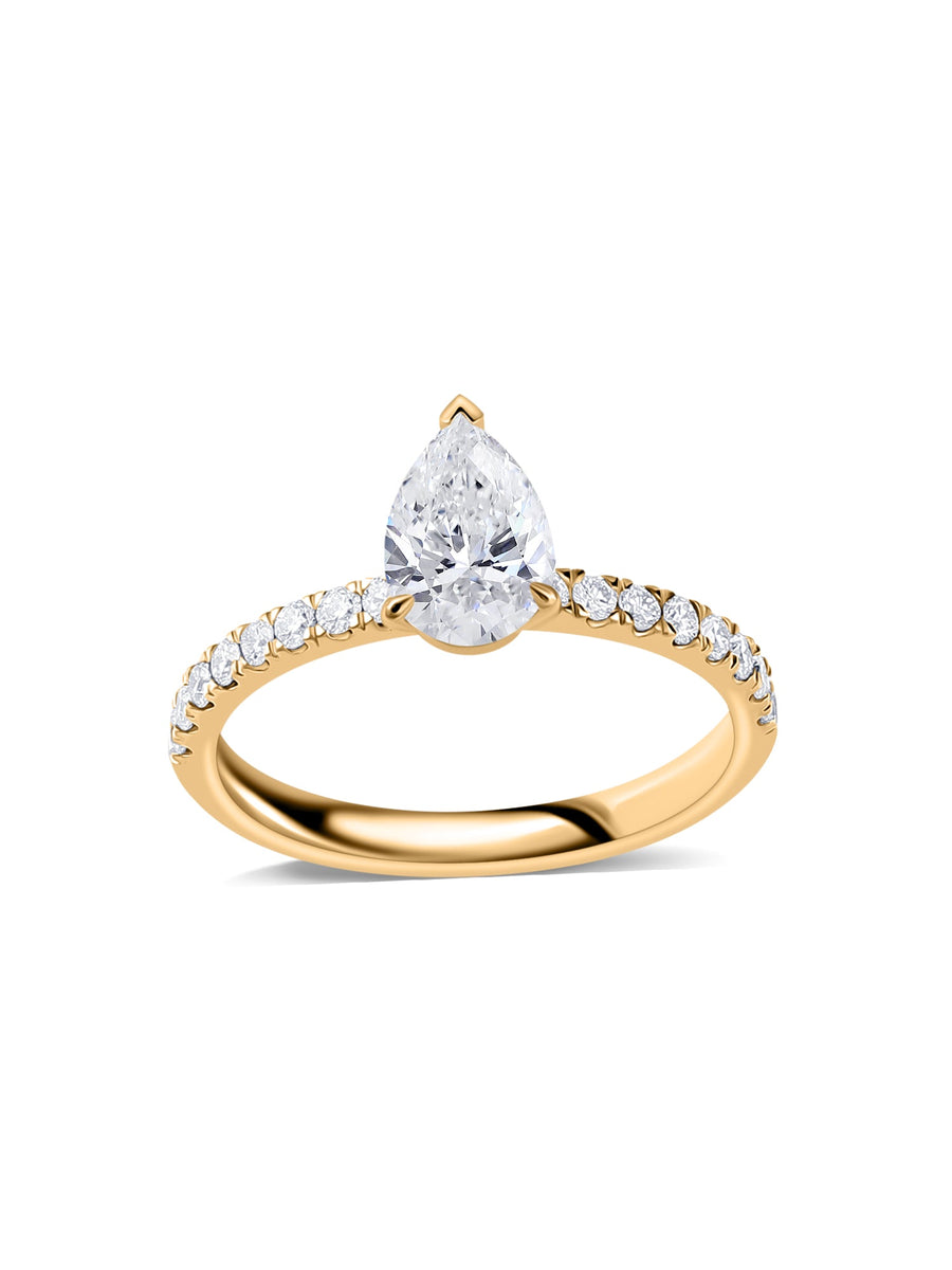 Graceful Pear 1.5 Carat Lab Diamond Solitaire Ring