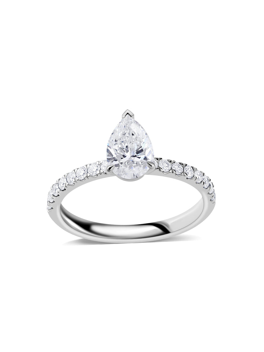 Graceful Pear 1.5 Carat Lab Diamond Solitaire Ring