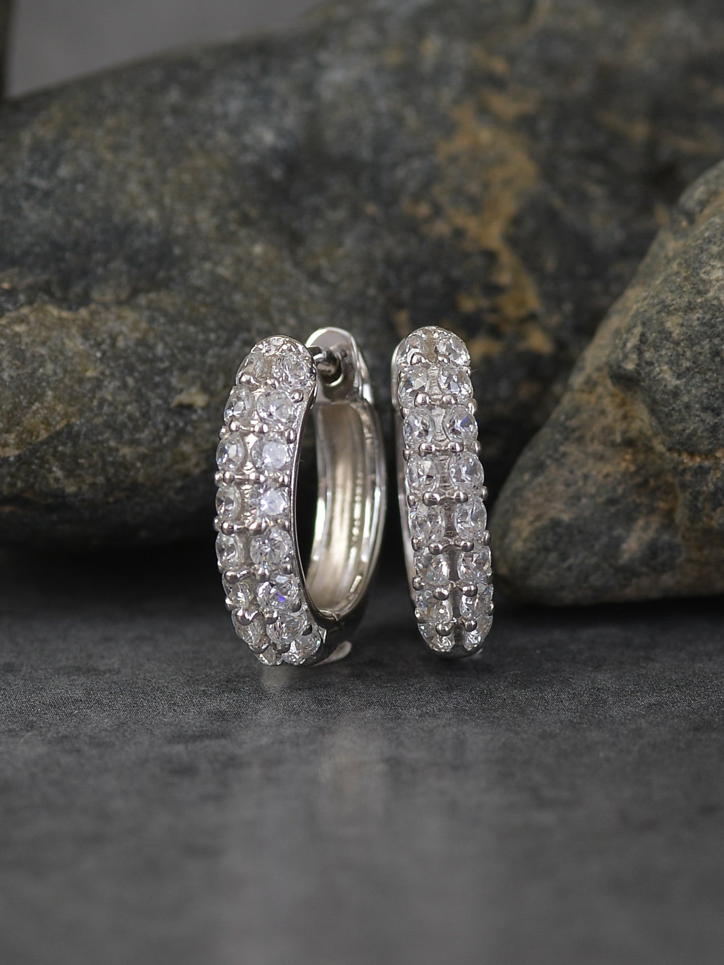 AMERICAN DIAMOND BALI EARRINGS FOR HER IN 925 SILVER-1