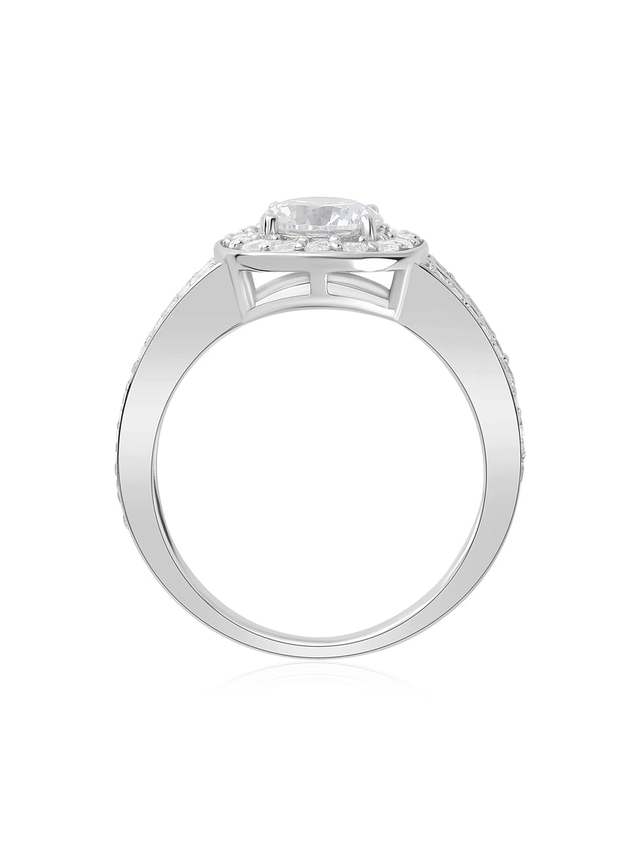 Ornate American Diamond 925 Silver Band Ring