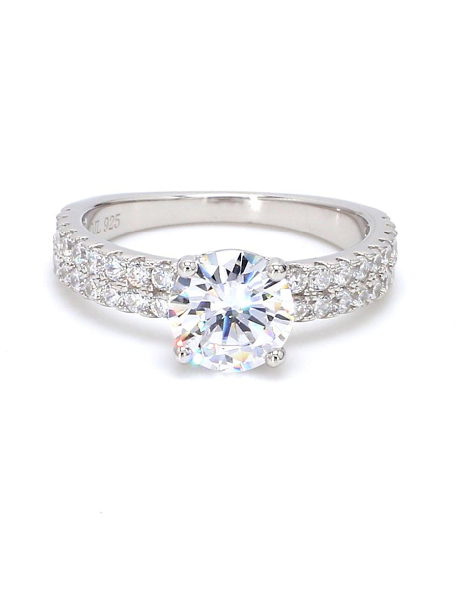 1.5 Carat American Diamond Solitaire Ring In 925 Sterling Silver-1