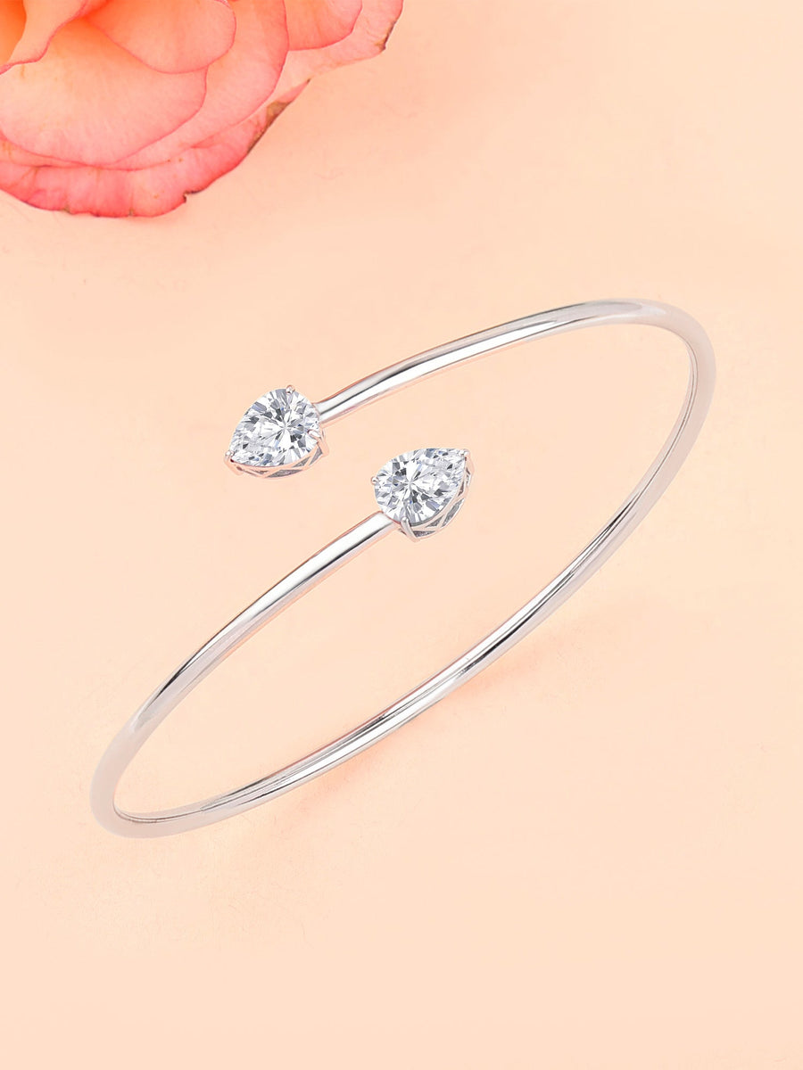 Diamond Look Silver Flexible  Bangle For Women