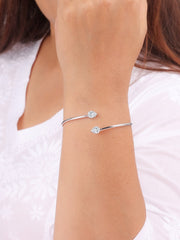 Diamond Look Silver Flexible  Bangle For Women