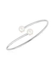 Pearl Silver Flexible Bangle For Women-1