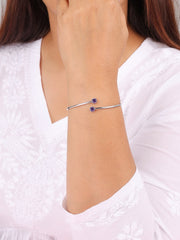 Amethyst Silver Flexible Bangle For Women