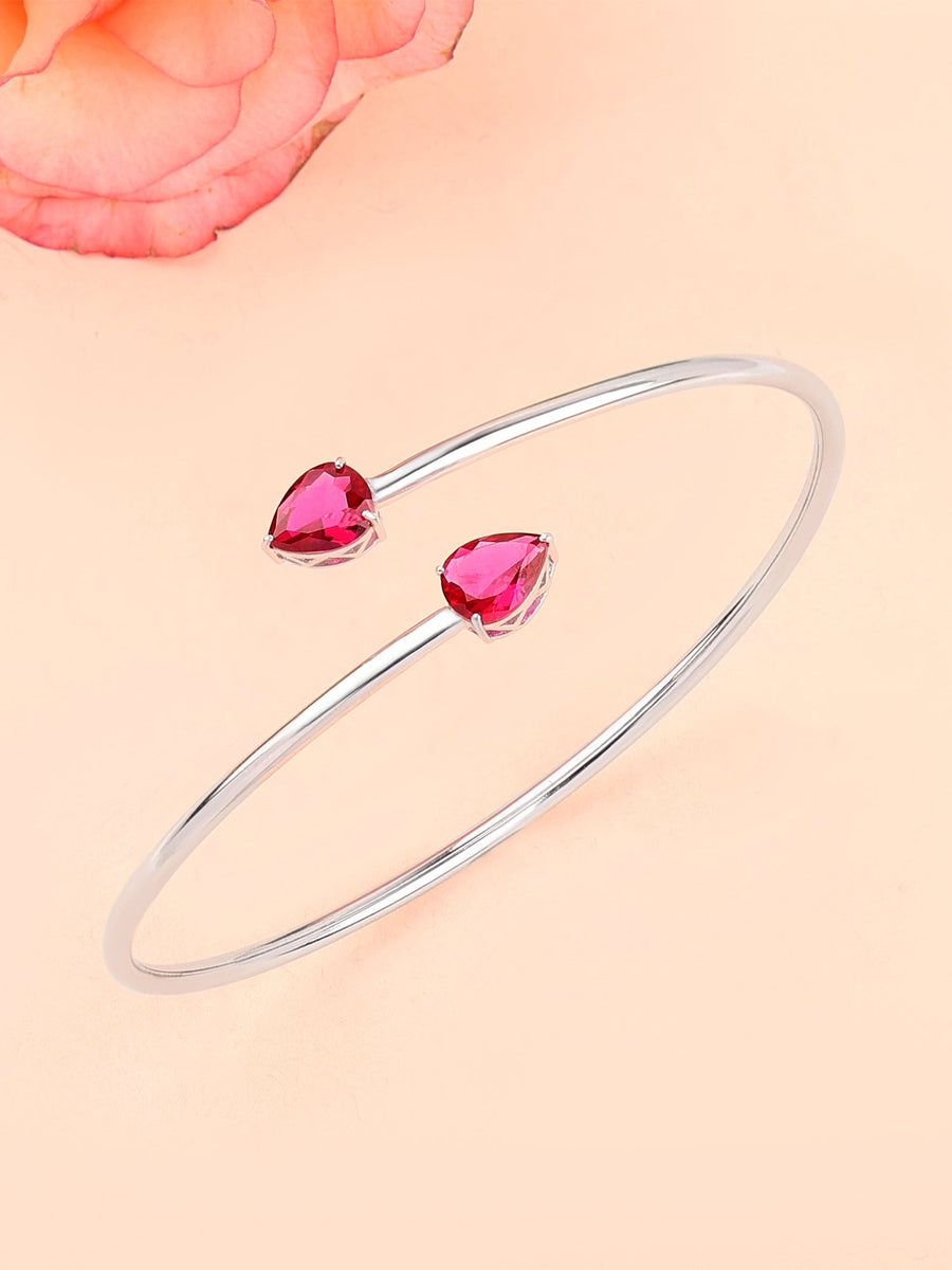 Ruby Silver Flexible Bangle For Women