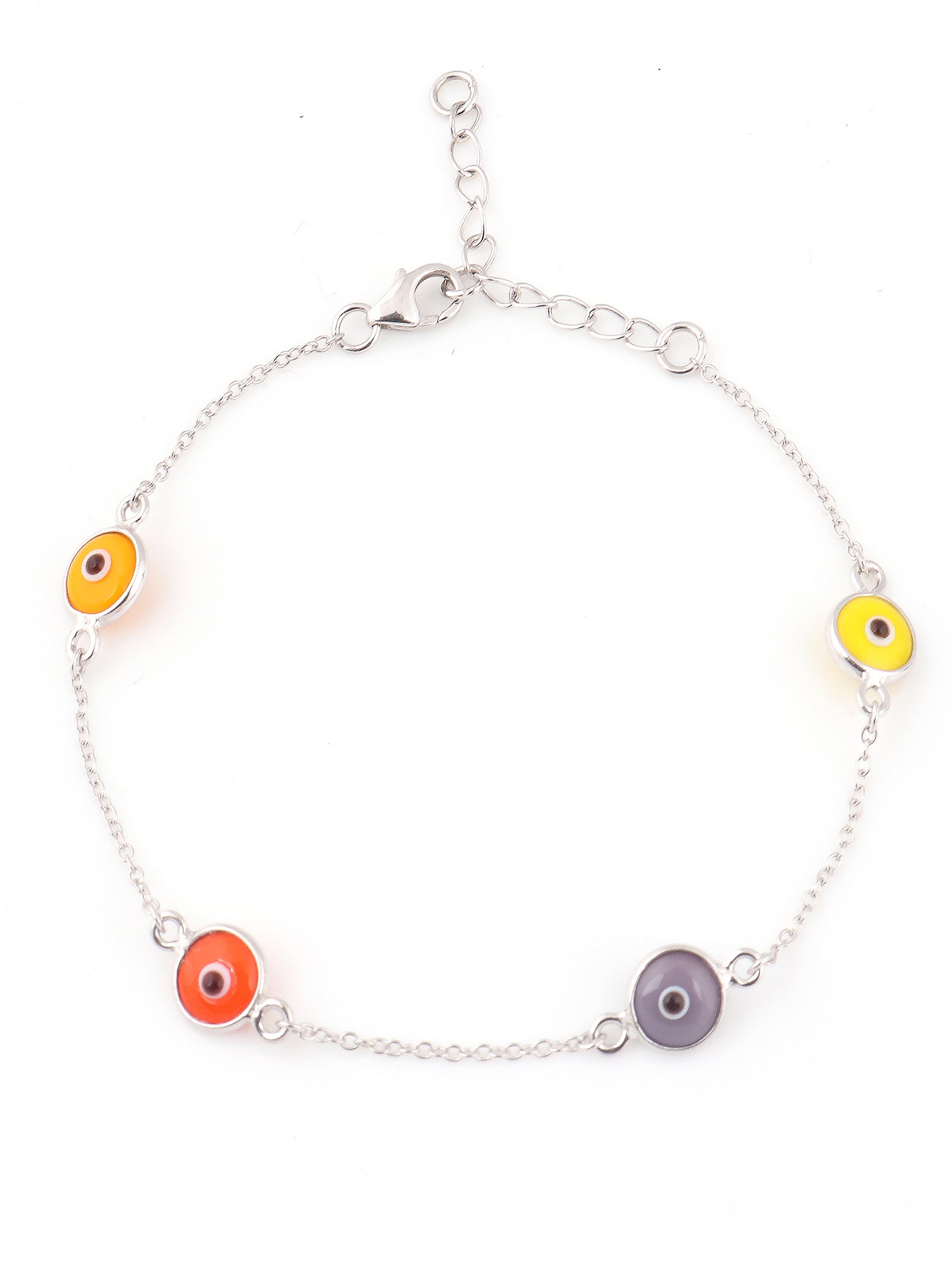 Multi Beads Silver Evil Eye Bracelet For Girls-1