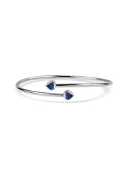 Sapphire Heart Cuff Silver Bangle
