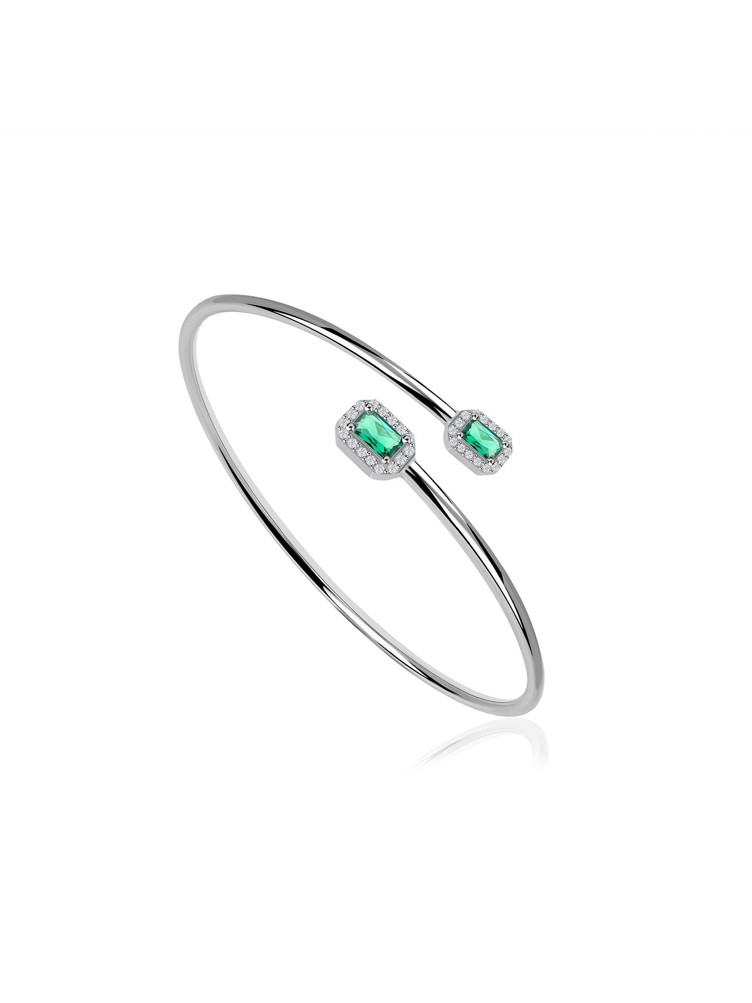 Green Emerald Half Eternity Bangle