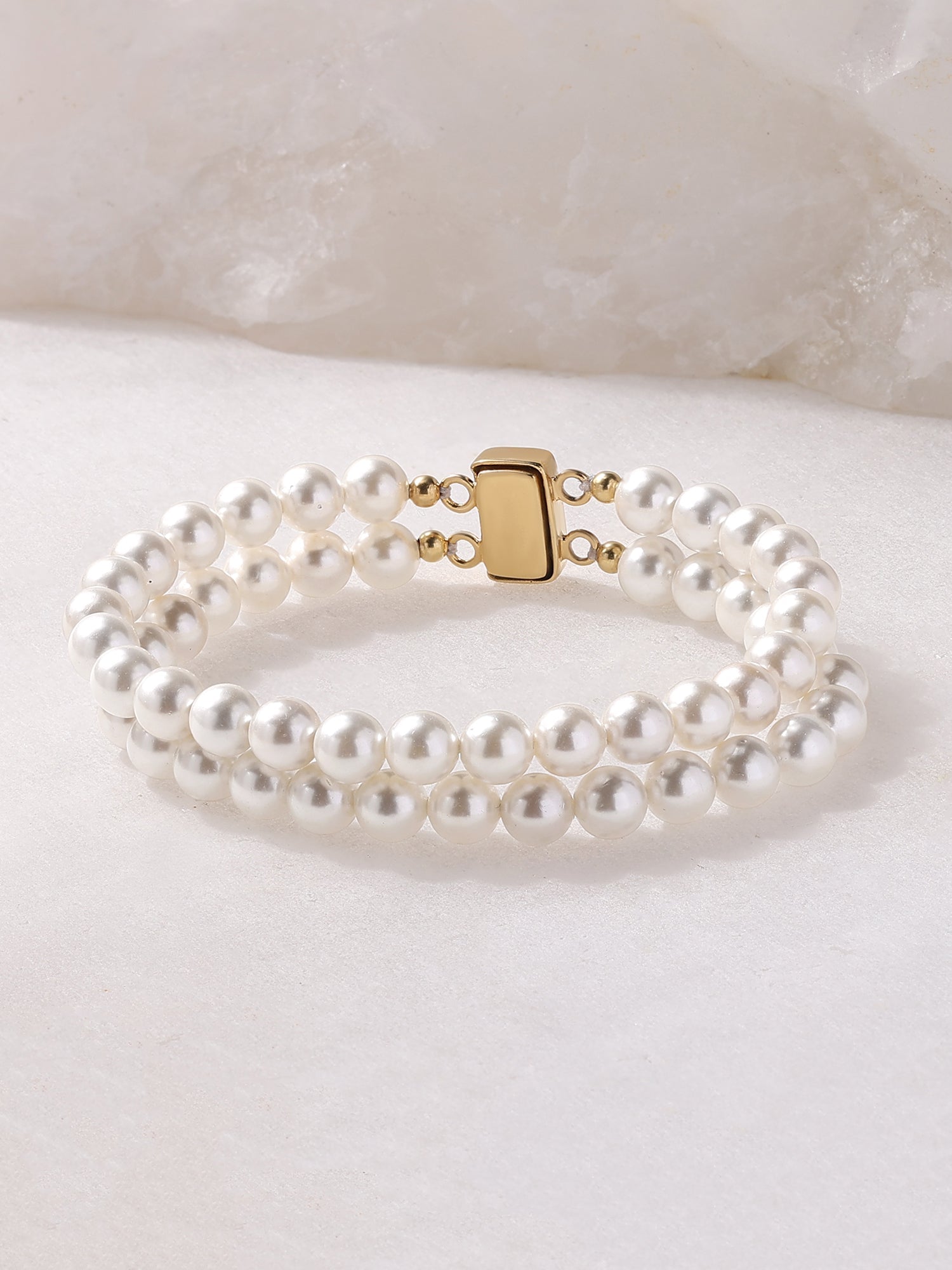Double Row Pearl Bracelet With Clasp