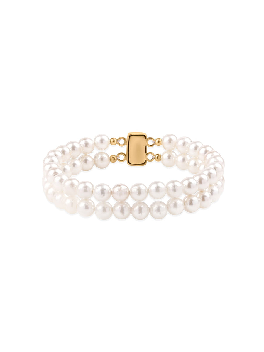 Double Row Pearl Bracelet With Clasp