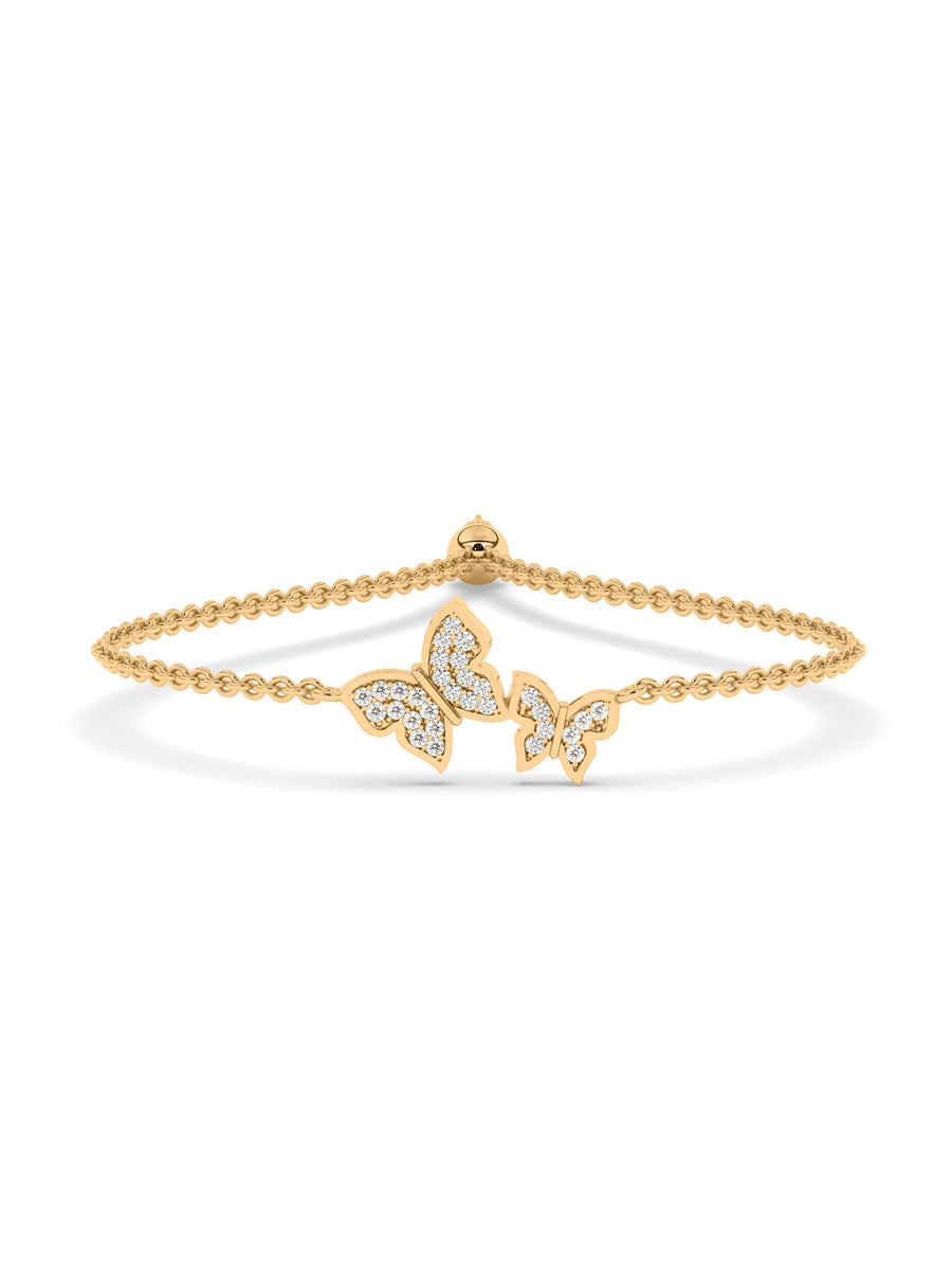 Butterfly Design Gold Bracelet for Women with lab grown diamond