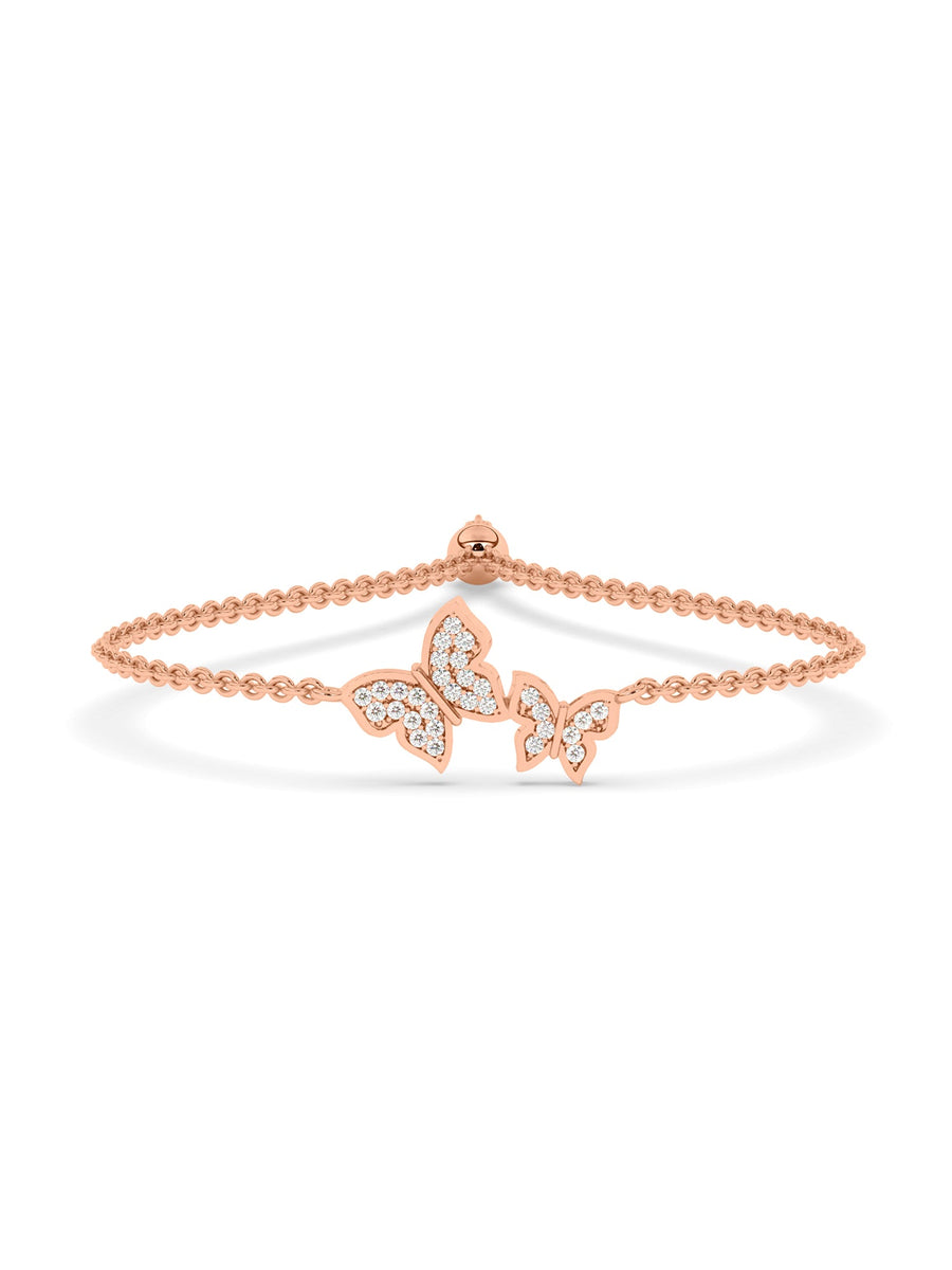 Butterfly Design Rose Gold Bracelet for Women with lab grown diamond 